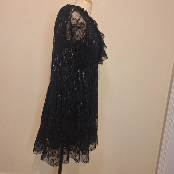Maje Reville Black Pleated Lace Sequin Dress SZ S - Picture 8 of 15